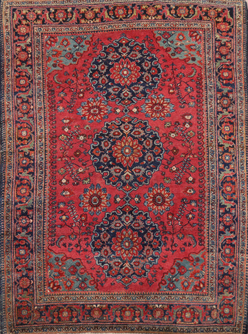 Pre-1900 Antique Vegetable Dye Sarouk Farahan Persian Rug 5x6