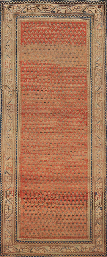 Geometric Wool Boteh Botemir Persian Runner Rug 4x10