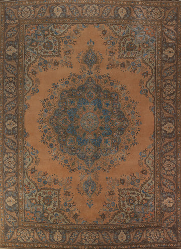 Orange Wool Medallion Tabriz Persian Area Rug 10x13