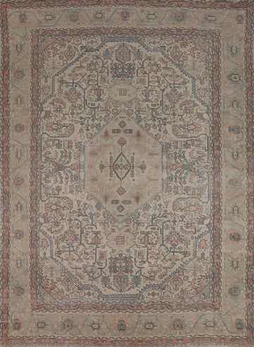 Vintage Wool Geometric Tabriz Persian Area Rug 8x11