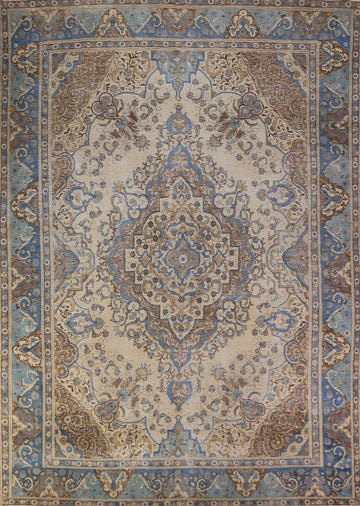 Geometric Wool Tabriz Persian Area Rug 10x13
