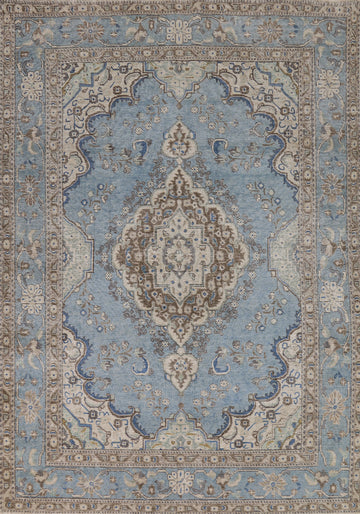 Light Blue Medallion Tabriz Persian Area Rug 6x9