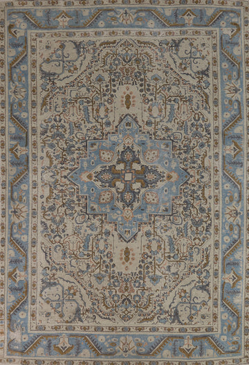 Geometric Wool Tabriz Persian Area Rug 7x10