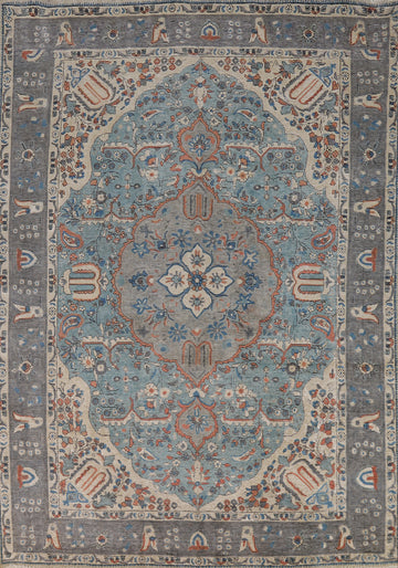 Blue Geometric Tabriz Persian Area Rug 6x9