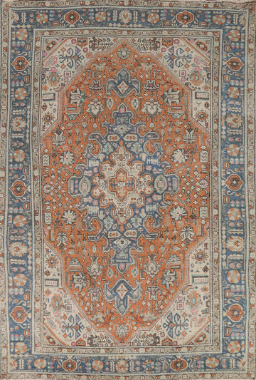 Orange Geometric Tabriz Persian Area Rug 6x10