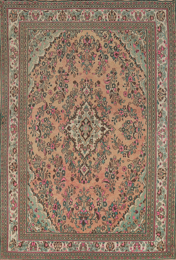 Floral Wool Medallion Hamedan Persian Area Rug 7x10