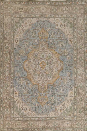 Geometric Blue Tabriz Persian Area Rug 7x10