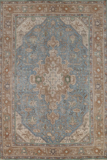 Geometric Blue Tabriz Persian Area Rug 6x9