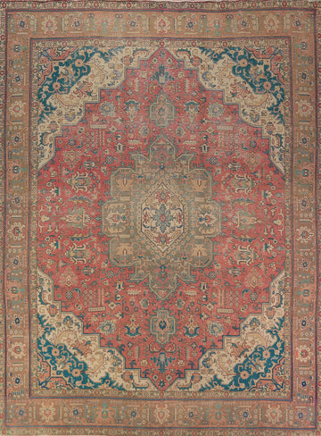 Pink Geometric Tabriz Persian Area Rug 10x13