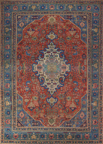 Orange Wool Tabriz Persian Area Rug 9x13