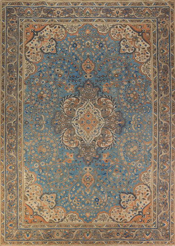 Blue Floral Tabriz Persian Area Rug 10x13