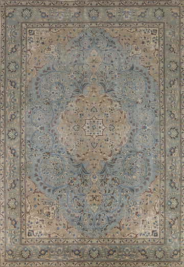 Light Blue Floral Tabriz Persian Area Rug 8x11