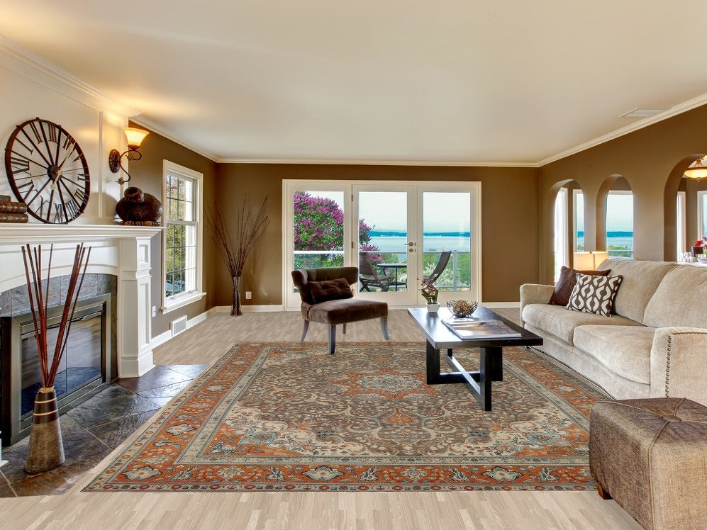 Brown Floral Tabriz Persian Area Rug 10x13