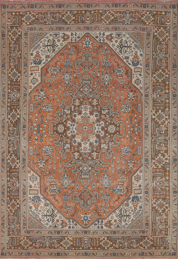 Orange Geometric Tabriz Persian Area Rug 6x9