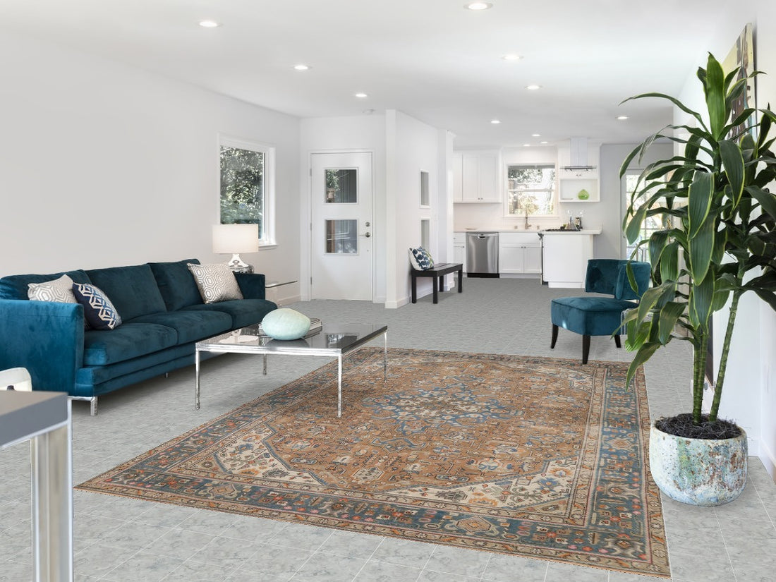 Brown Geometric Tabriz Persian Area Rug 6x10