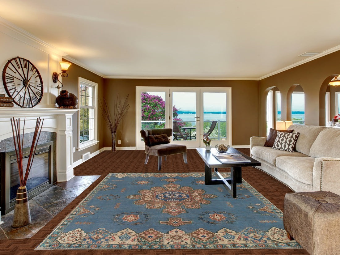 Blue Geometric Tabriz Persian Area Rug 8x11