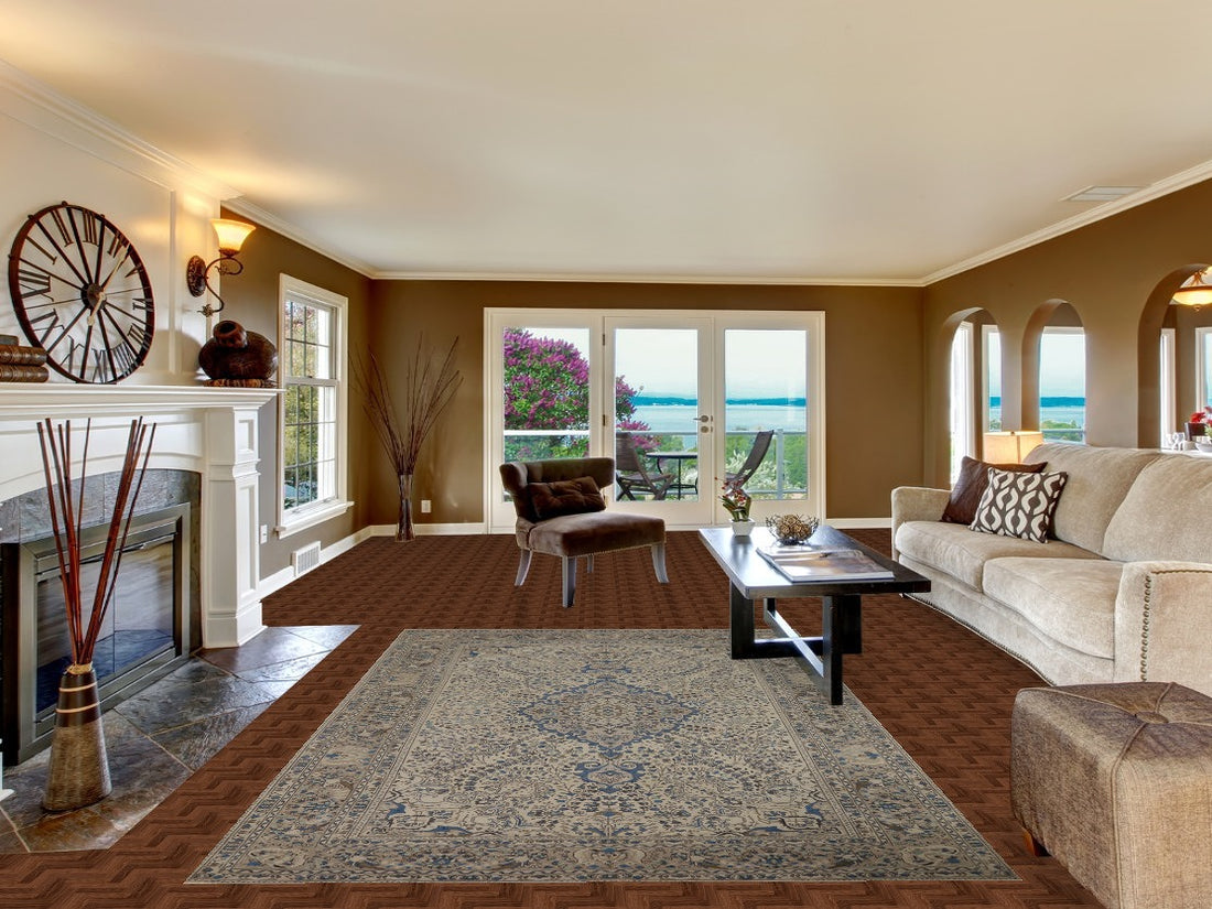 Vintage Wool Ivory Tabriz Persian Area Rug 6x9