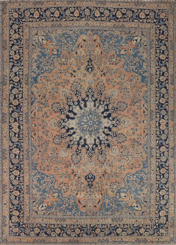 Light Orange Wool Mashad Persian Area Rug 10x12