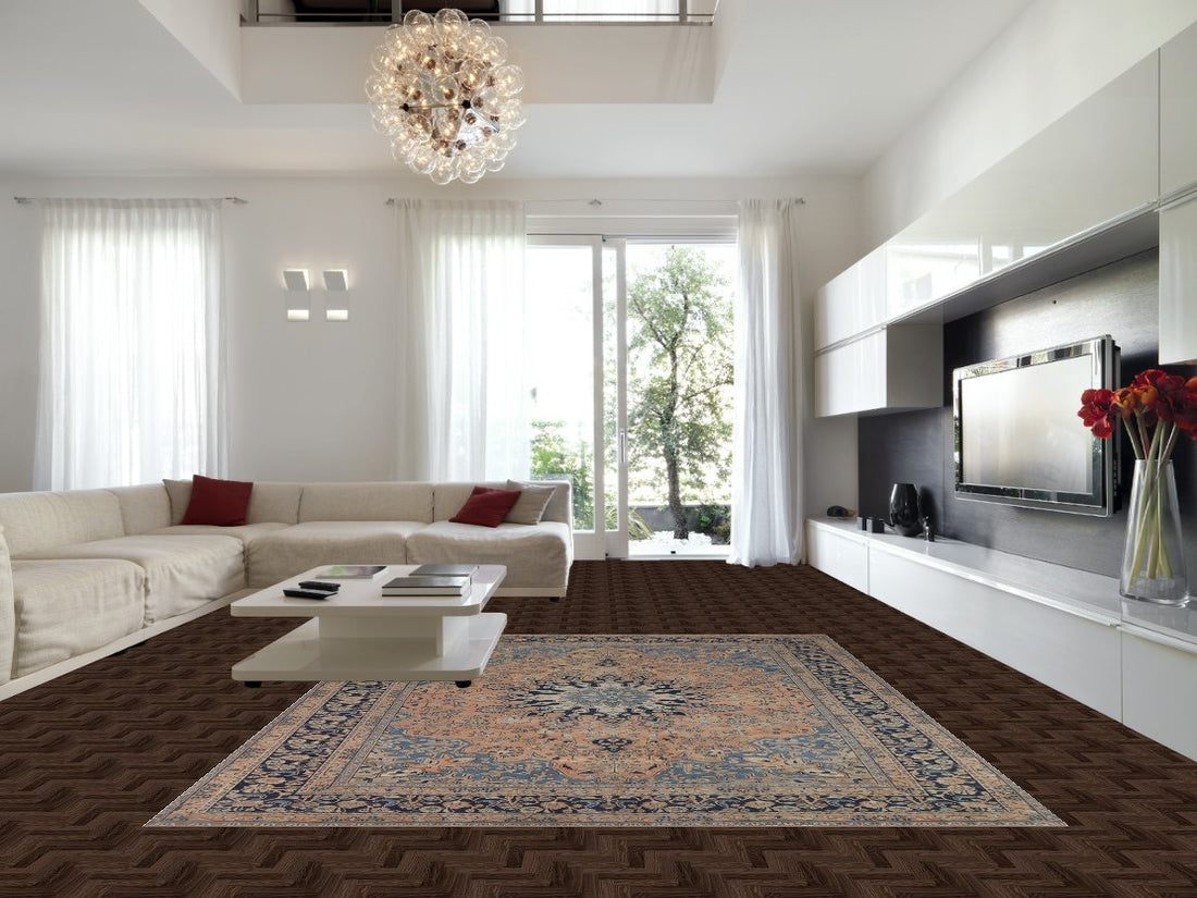 Light Orange Wool Mashad Persian Area Rug 10x12