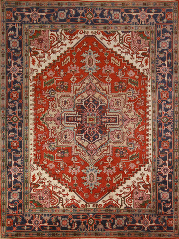 Geometric Wool Heriz Serapi Indian Area Rug 8x10