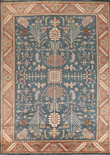 All-Over Blue Oushak Indian Area Rug 9x12