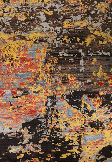 Contemporary Wool Abstract Oriental Area Rug 8x11