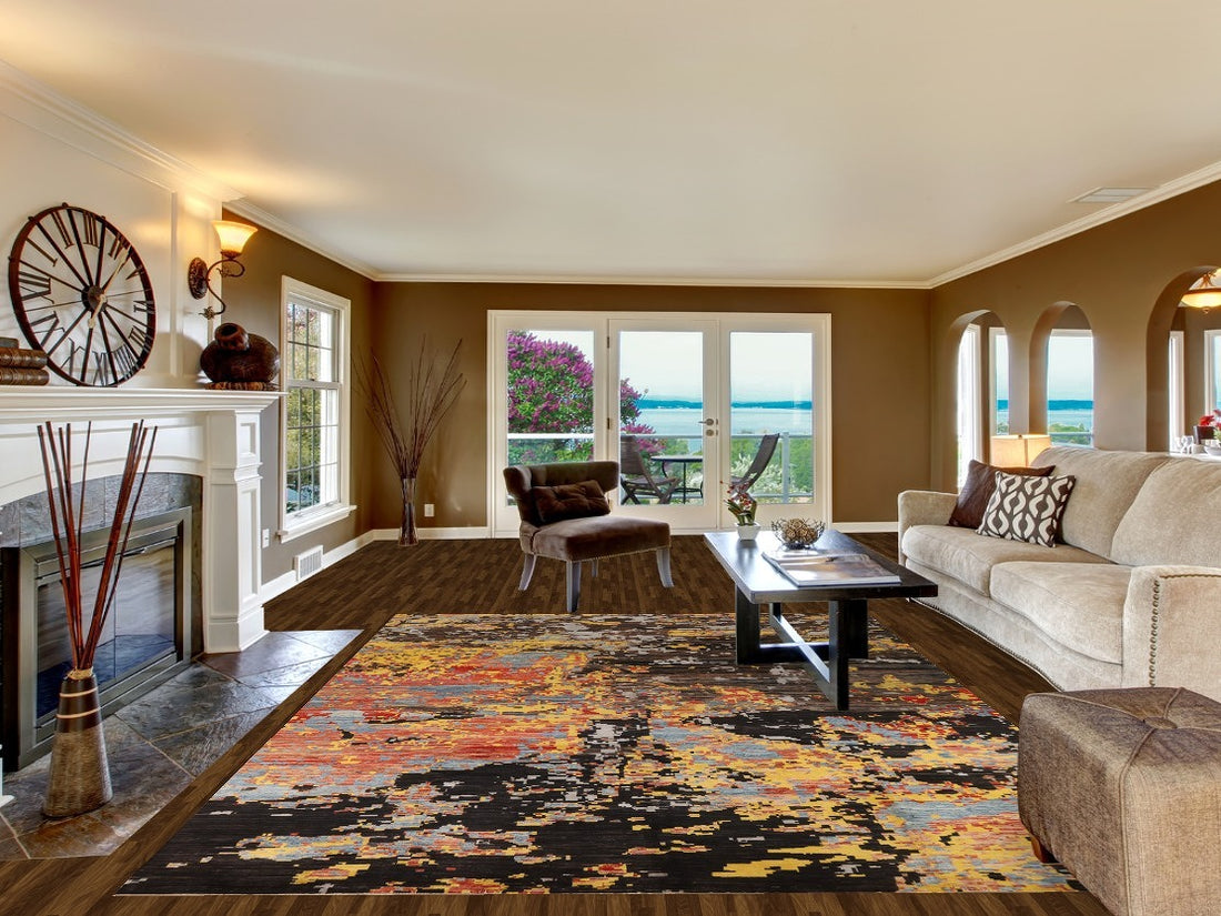 Contemporary Wool Abstract Oriental Area Rug 8x11