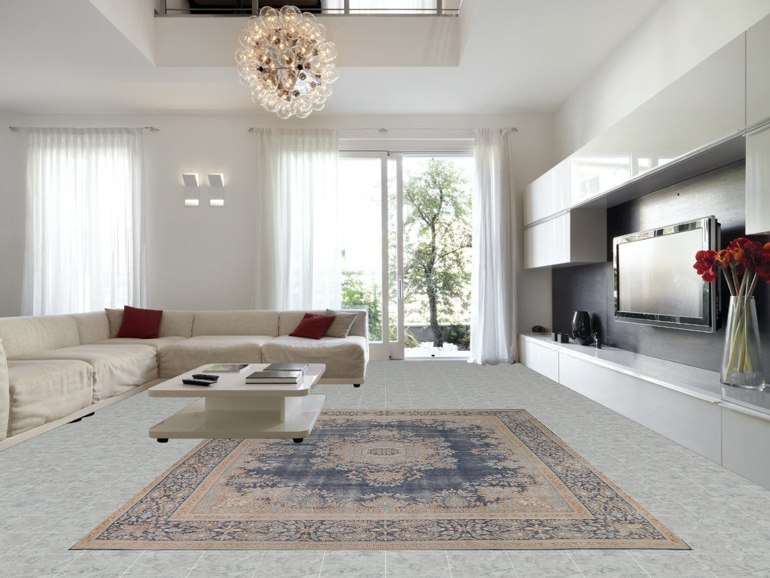 Blue Medallion Kerman Persian Area Rug 10x13