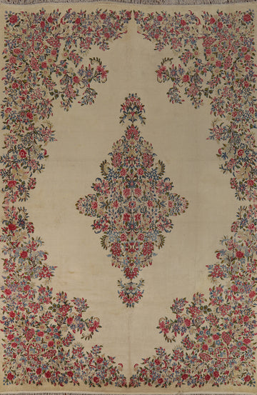 Vintage Floral Kerman Persian Area Rug 8x11