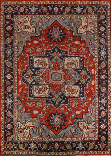Geometric Wool Heriz Serapi Indian Area Rug 9x12