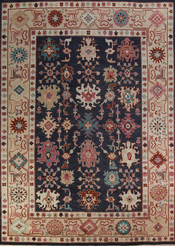 Navy Blue Wool Oushak Indian Area Rug 9x12