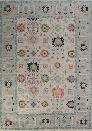All-Over Geometric Oushak Indian Area Rug 9x12