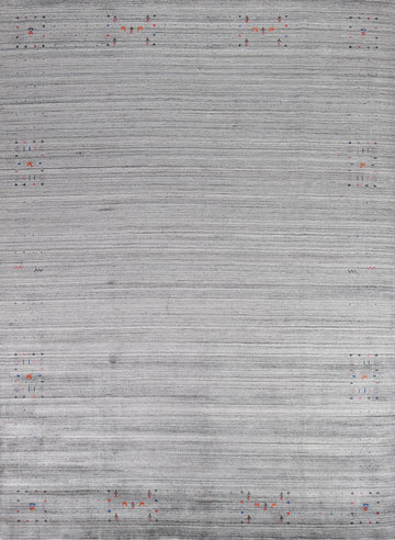Silk Gray Gabbeh Indian Area Rug 9x12