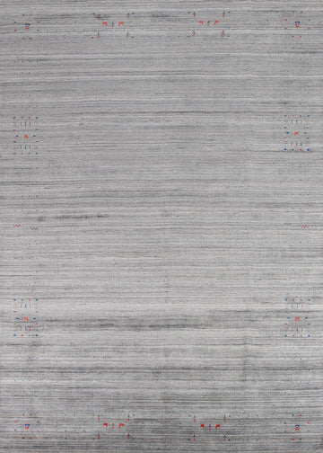 Silver Gray Gabbeh Indian Area Rug 9x12