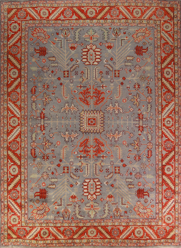 All-Over Gray Wool Oushak Indian Large Rug 12x15