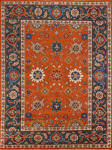 Orange Wool Floral Oushak Indian Area Rug 8x10