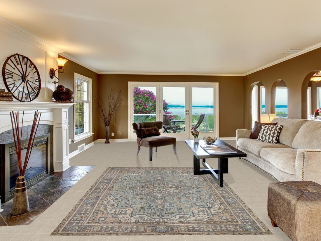 Light Blue Medallion Tabriz Persian Area Rug 6x9