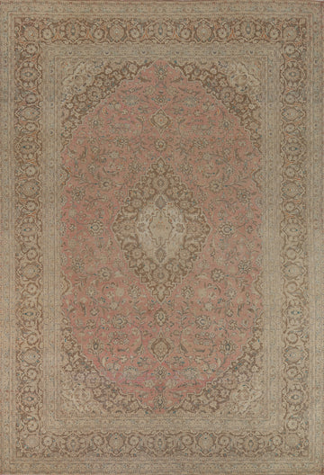 Traditional Pink Mashad Persian Area Rug 10x13