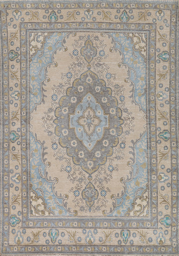 Geometric Wool Tabriz Persian Area Rug 6x9