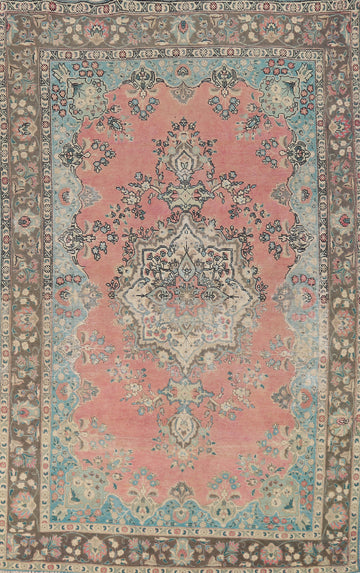 Handmade Pink Tabriz Persian Area Rug 7x10