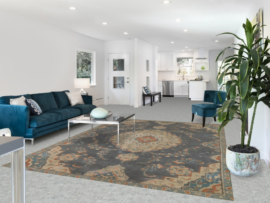 Gray Blue Medallion Tabriz Persian Area Rug 8x10