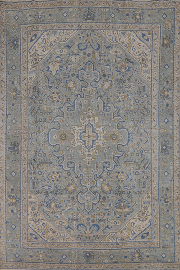 Blue Geometric Tabriz Persian Area Rug 7x10