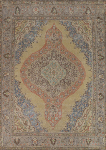 Medallion Wool Tabriz Persian Area Rug 9x12