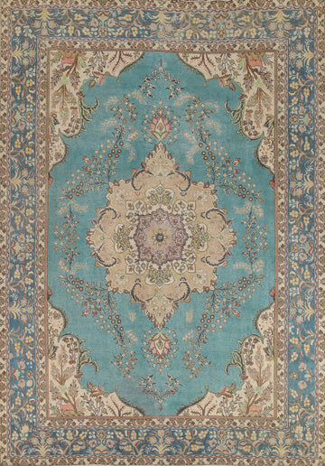Turquoise Blue Tabriz Persian Area Rug 9x12