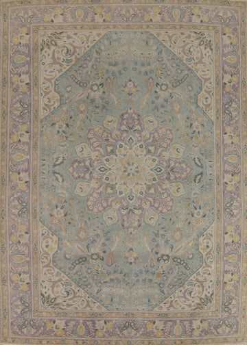 Vintage Blue Floral Tabriz Persian Area Rug 8x11