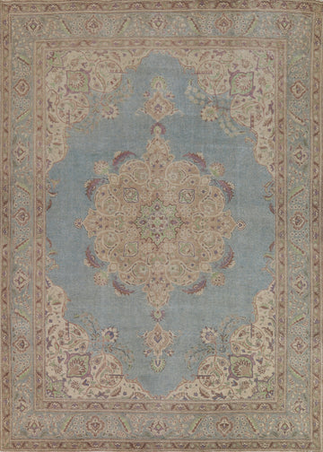 Handmade Blue Tabriz Persian Area Rug 10x13