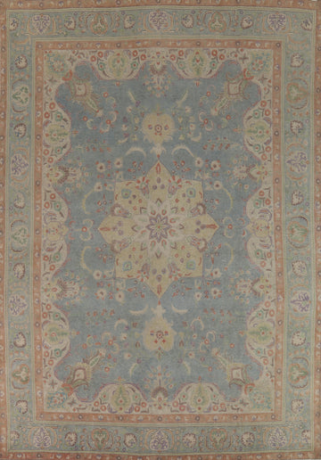 Vintage Blue Tabriz Persian Area Rug 10x13