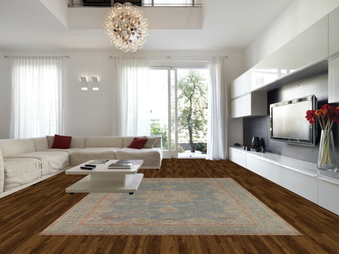 Vintage Blue Tabriz Persian Area Rug 10x13