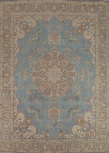 Light Blue Medallion Tabriz Persian Area Rug 10x12