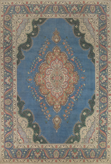 Vintage Blue Tabriz Persian Area Rug 10x13